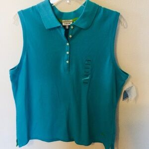 IZOD Women's NWT Teal Sleeveless Polo Shirt - Blue Teal Size XL